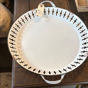 White Decorative Metal Tray Becker Vineyard Fredericksburg Texas Round Tray